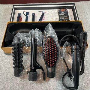 Royale Pro Deluxe 3-in-1 Hair Styler Set Hot Air Brush Curling Straightening NIB